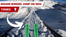 Bungee-Sprung mit Skiern