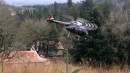 Tannenbäume sammeln mit Hubschrauber