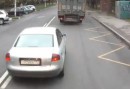 Autofahrer vs. LKW - Fahrer